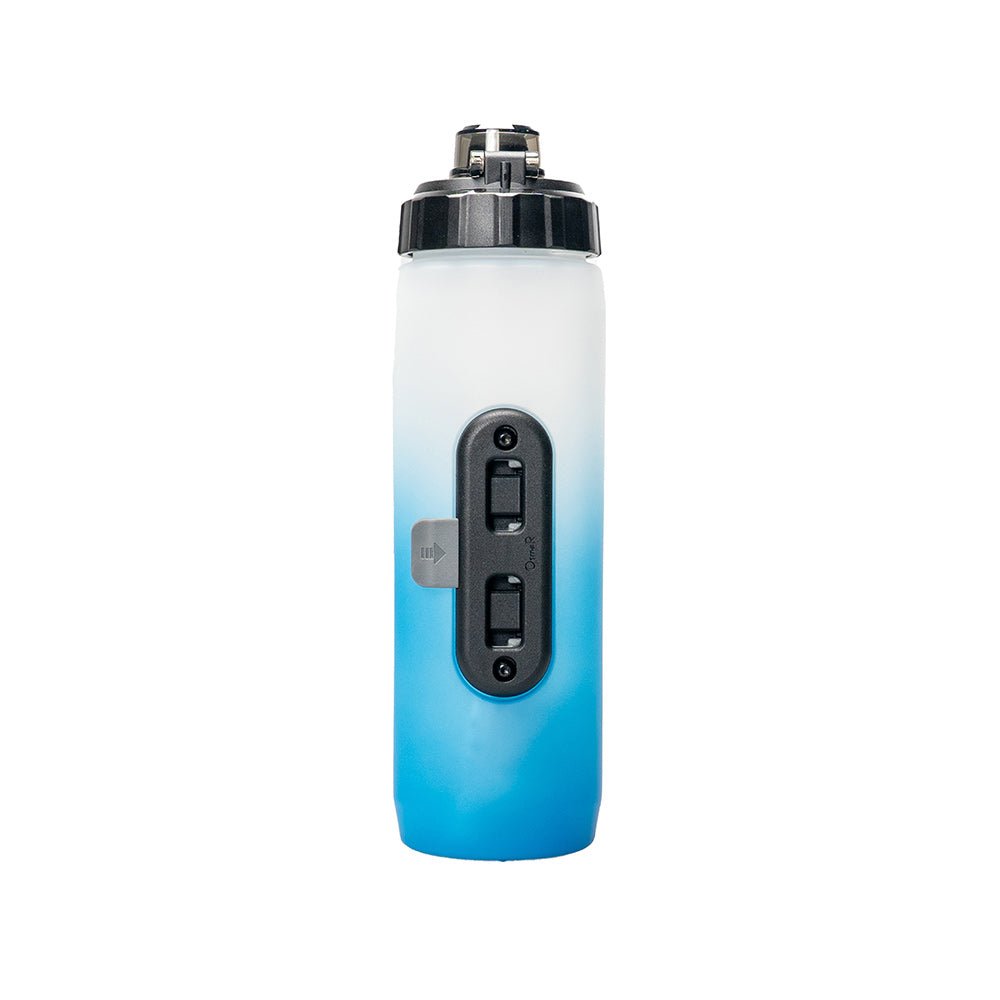 Rear view of the ADO CC02 water bottle showing the integrated AQS Mag quick-release mounting interface and locking mechanism.
